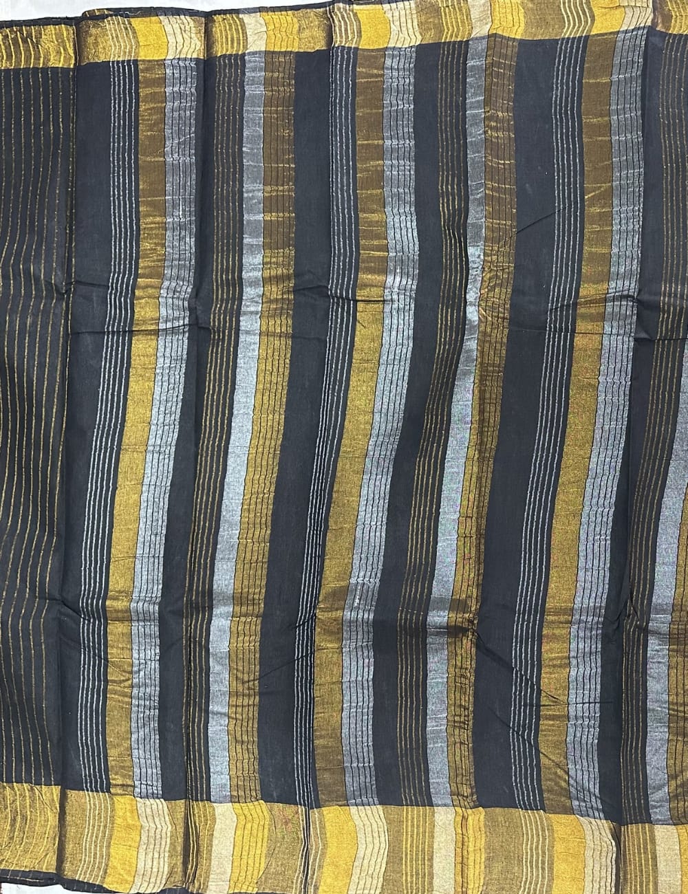 Trendy Rani Pink Soft Silk Saree with Golden Striped Pattern