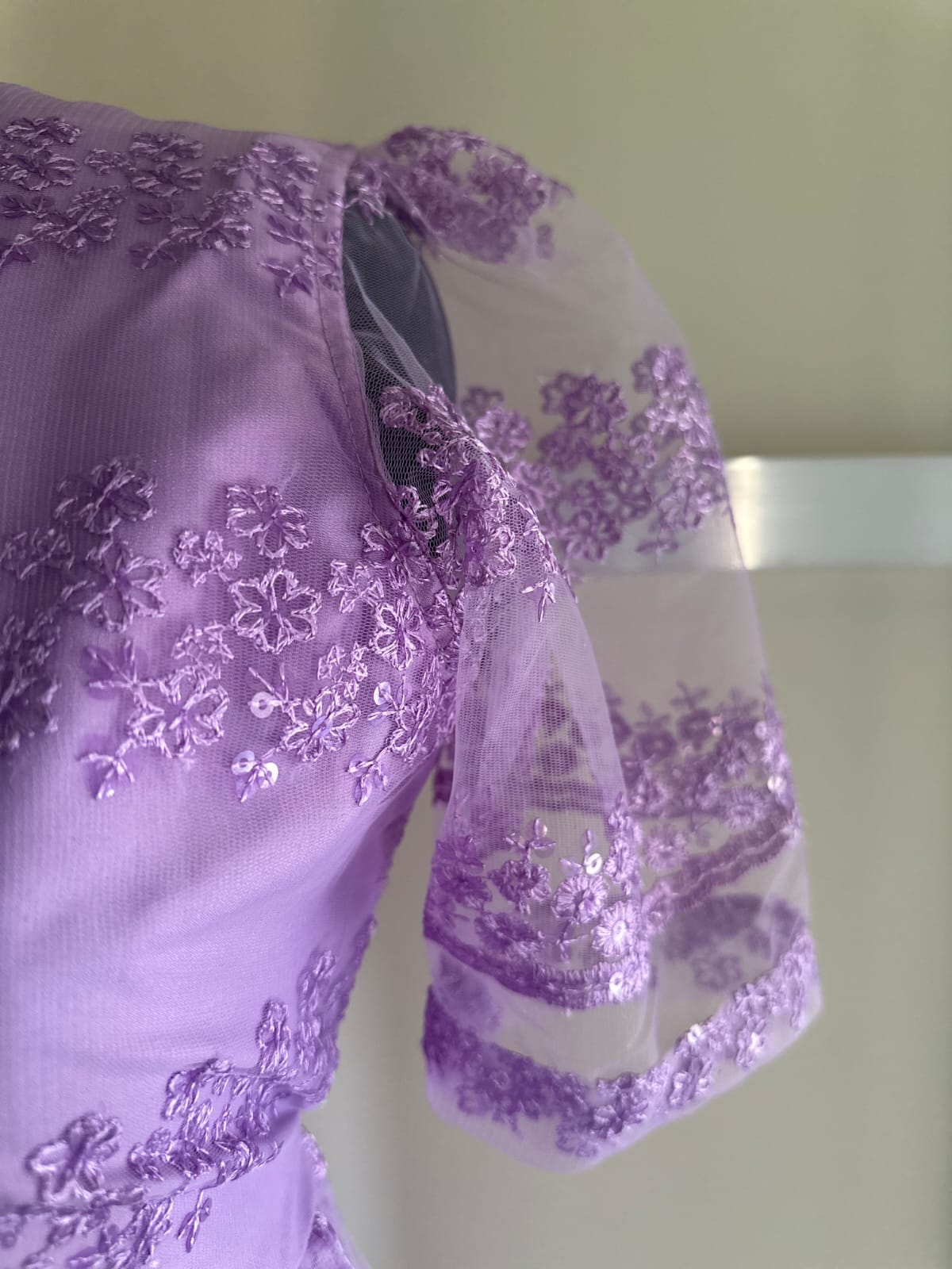 Elegant Lavender Net Lace Maxi Dress for Women | Party Wear Long Frock