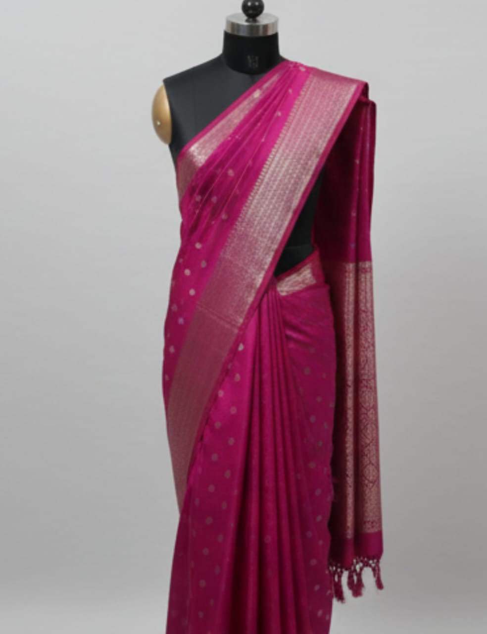 “Luxury Pink Tussar Silk Saree with Unique Silver Work”