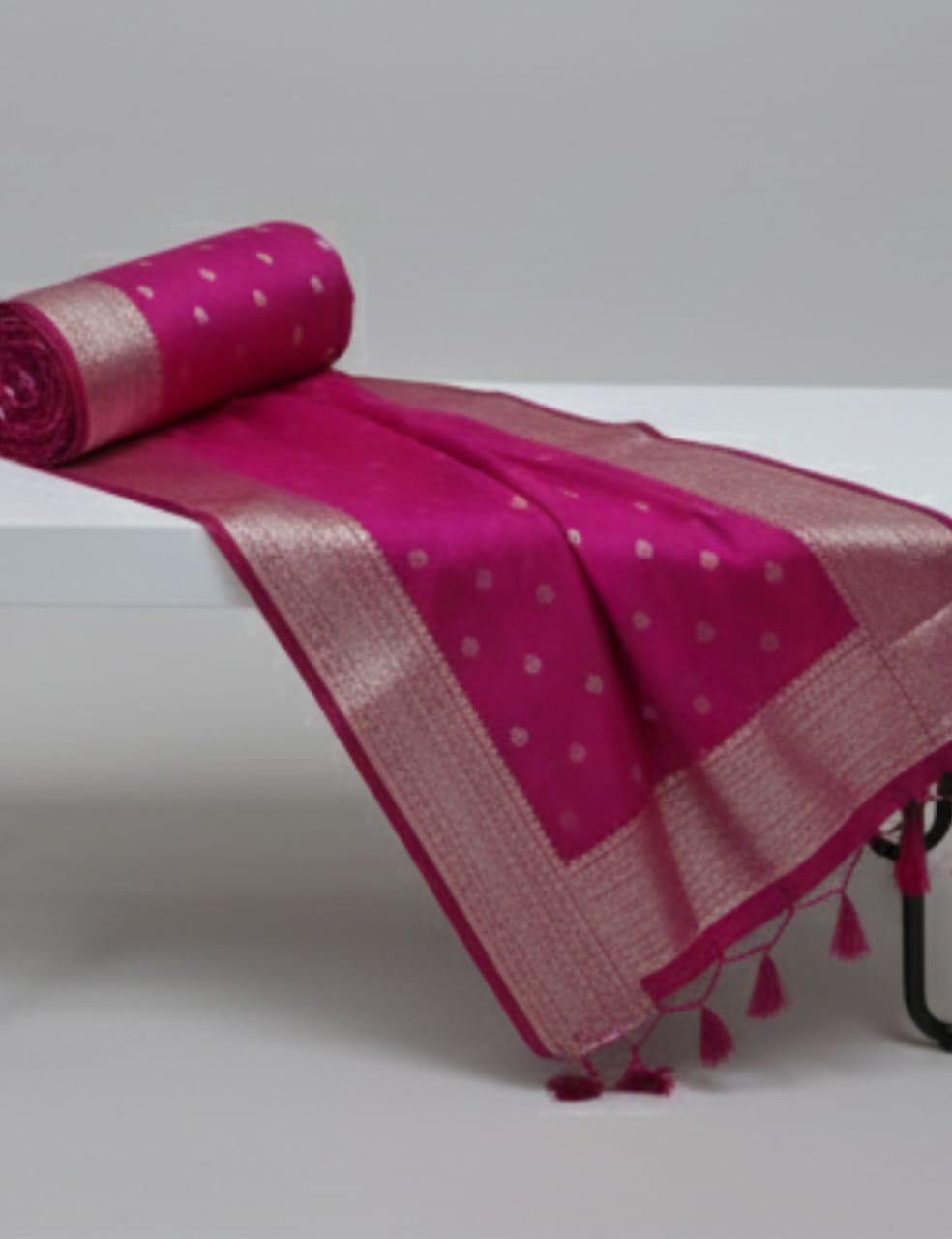“Luxury Pink Tussar Silk Saree with Unique Silver Work”