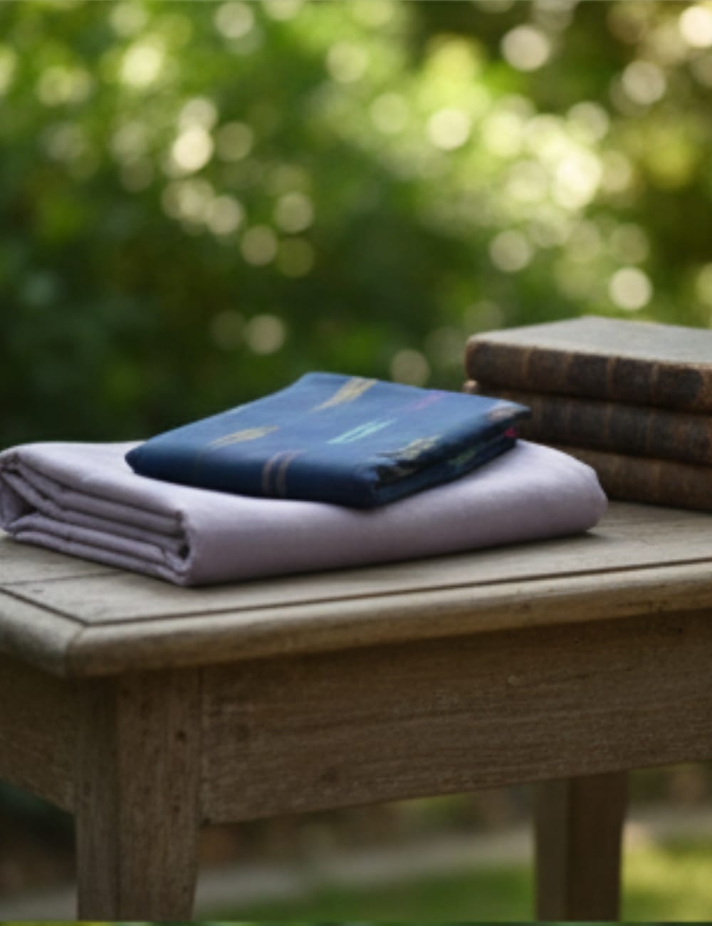 Lavender Linen Cotton Saree & Kalamkari Blouse