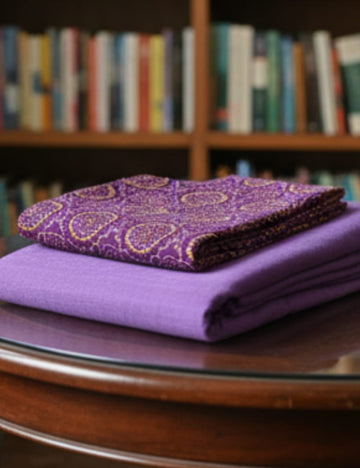 Violet Linen Cotton Saree with Contrast Kalamkari Blouse 🌸