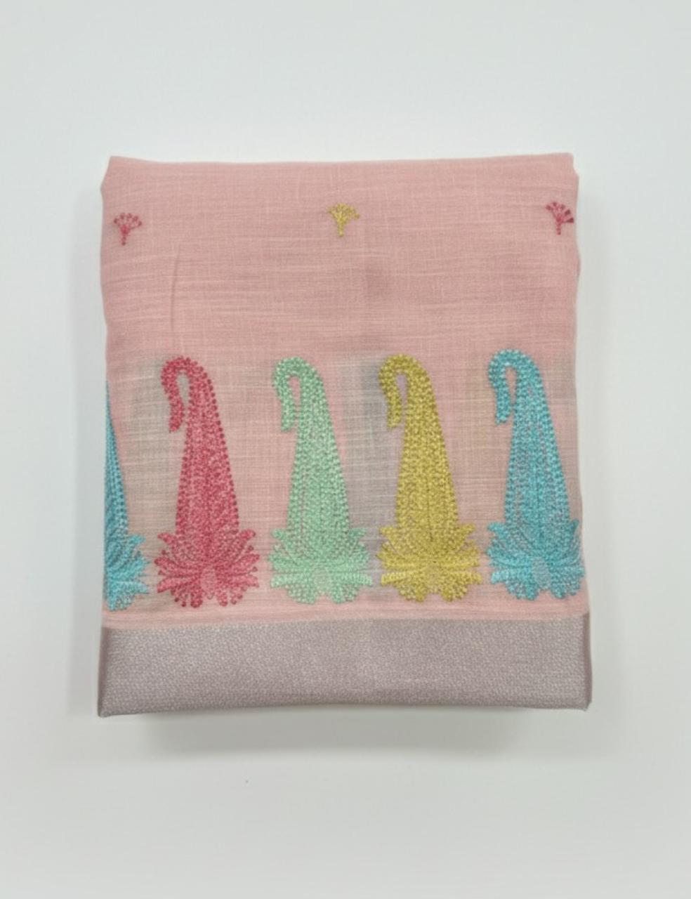 “🌈 Handloom Fabric with Colorful Embroidered Motifs ✨”