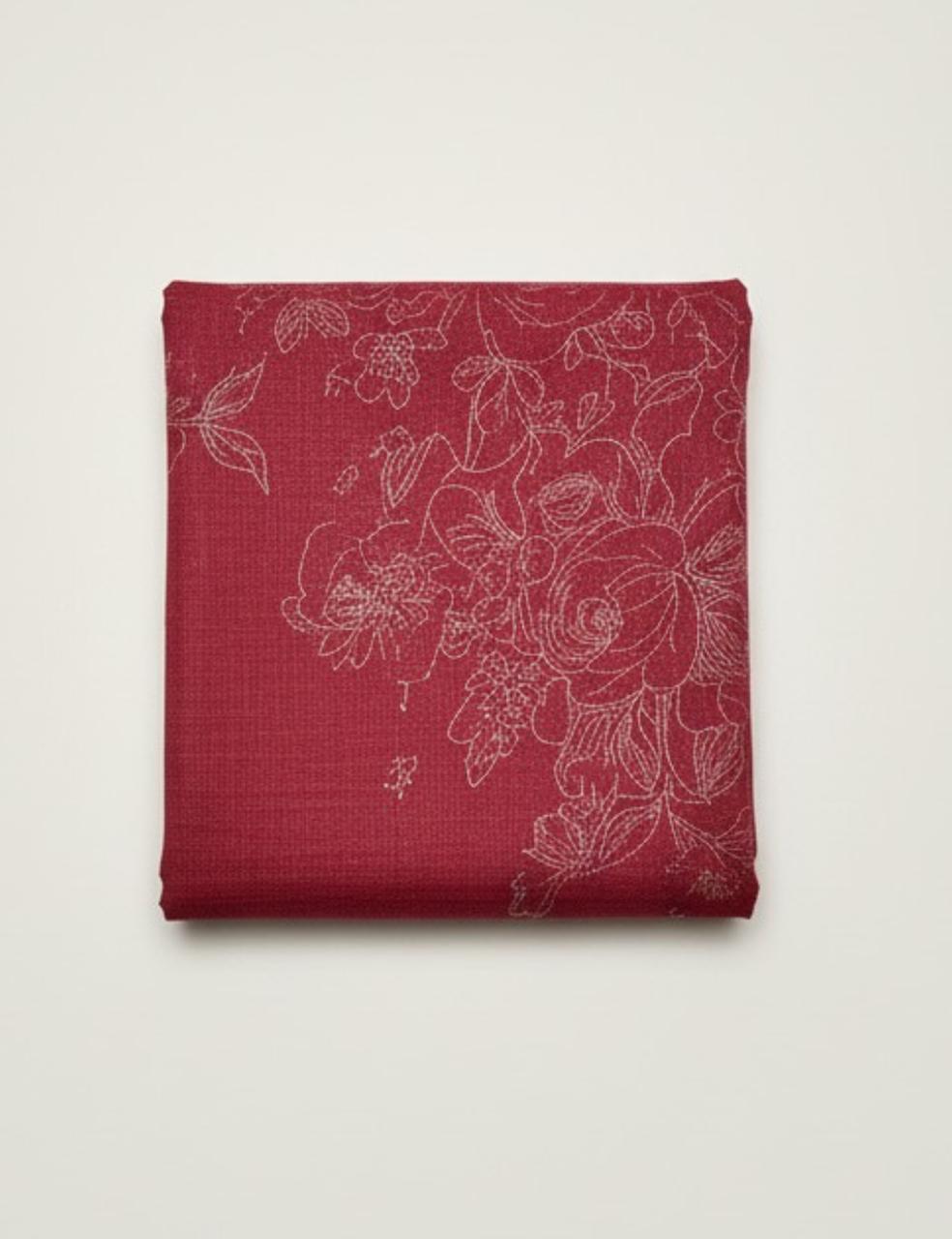 Classic Red Jute Silk Saree with Floral Weave 🌹✨