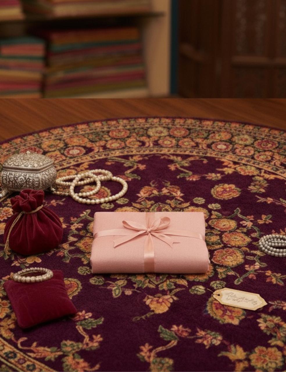 Pink Silk Saree with Silver Stone Border Work ✨
