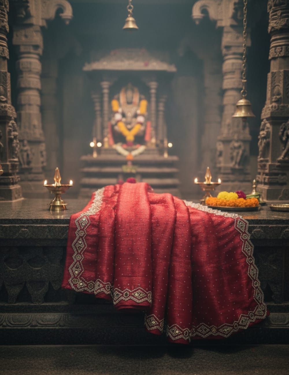 RED PARTY WEAR SAREE WITH STONE & MIRROR WORK BORDER ✨