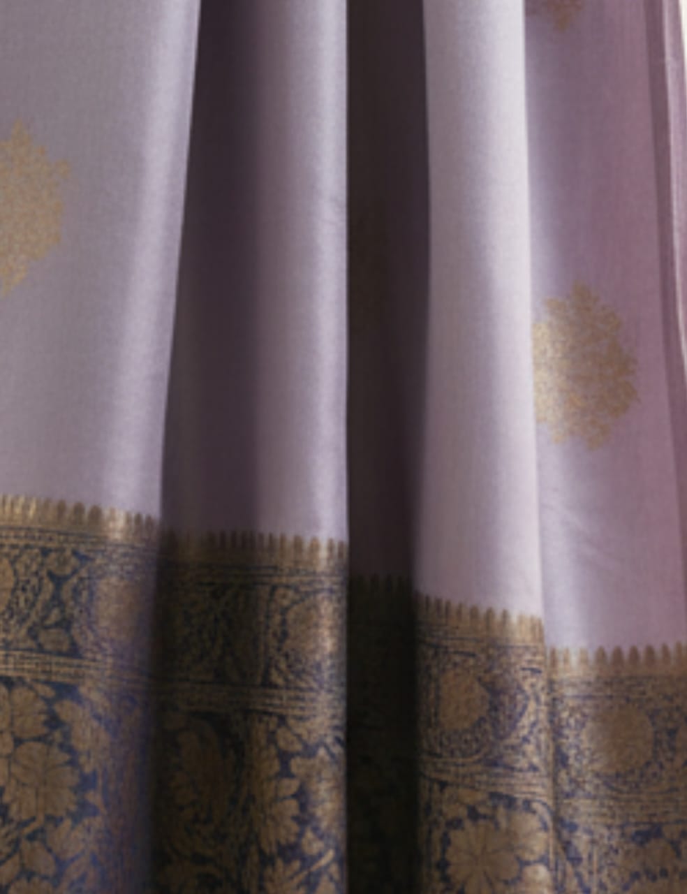 Elegant Silver Grey Silk Saree with Rich Navy Blue Zari Border