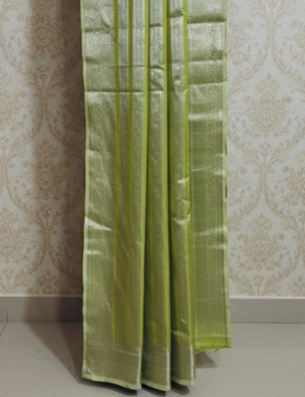 Elegant Light Green Silk Saree with Subtle Self-Design