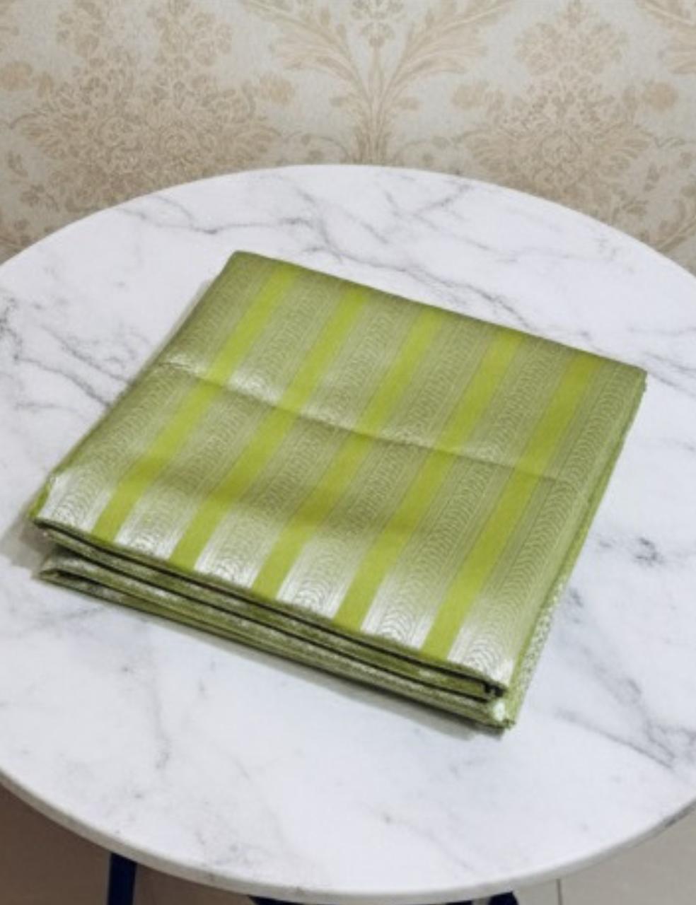 Elegant Light Green Silk Saree with Subtle Self-Design