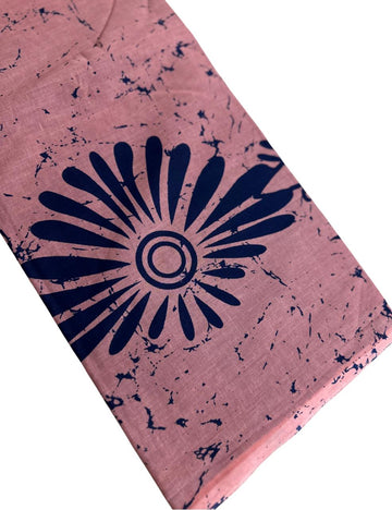 Baby Onion Pink Malmal Cotton Batik Saree with Plain Matching Blouse