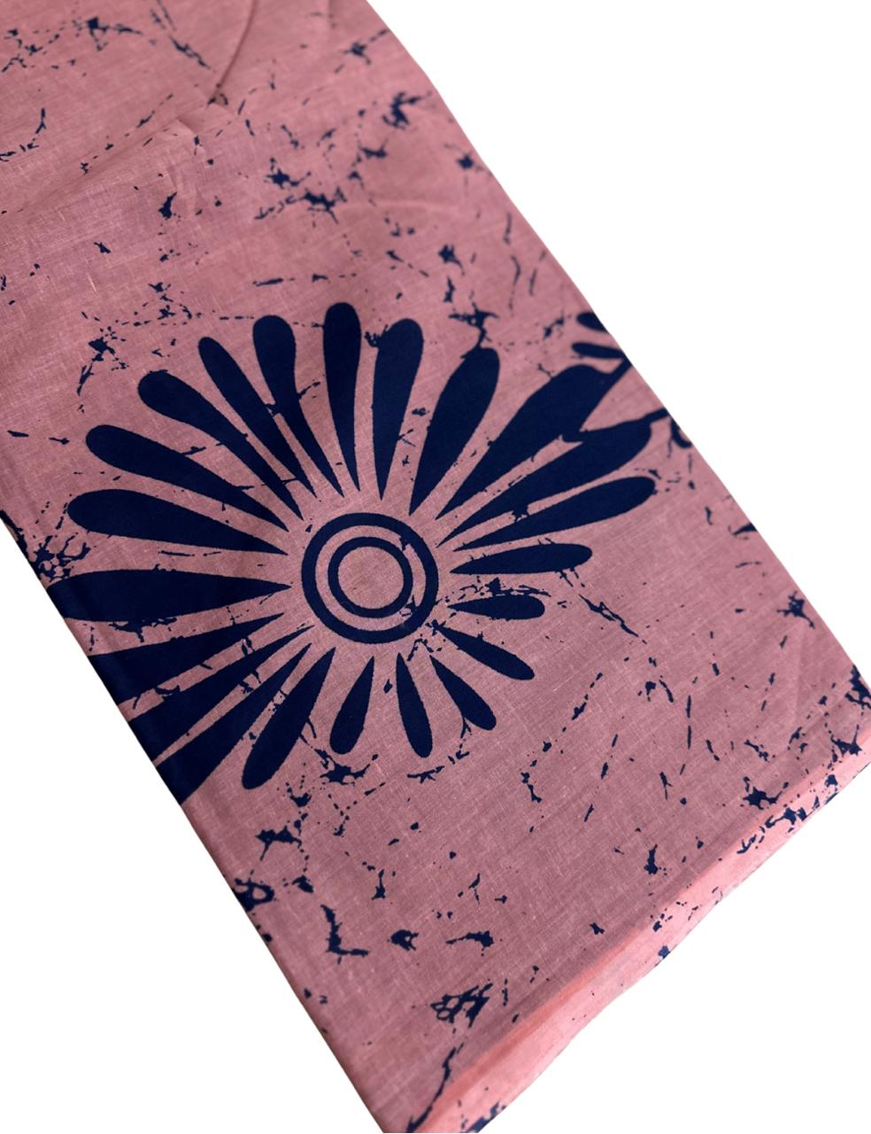 Baby Onion Pink Malmal Cotton Batik Saree with Plain Matching Blouse