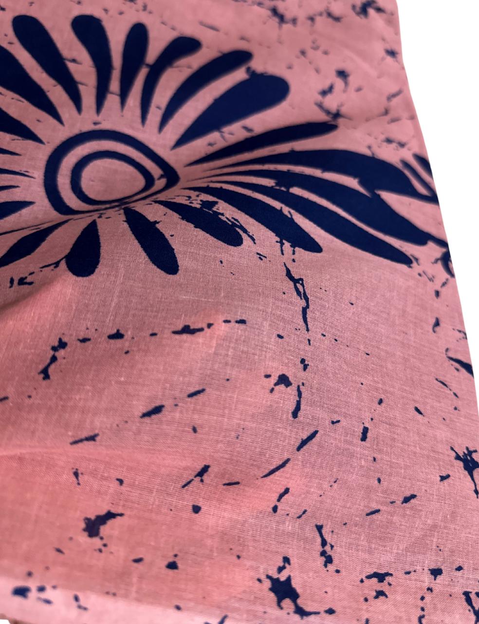 Baby Onion Pink Malmal Cotton Batik Saree with Plain Matching Blouse