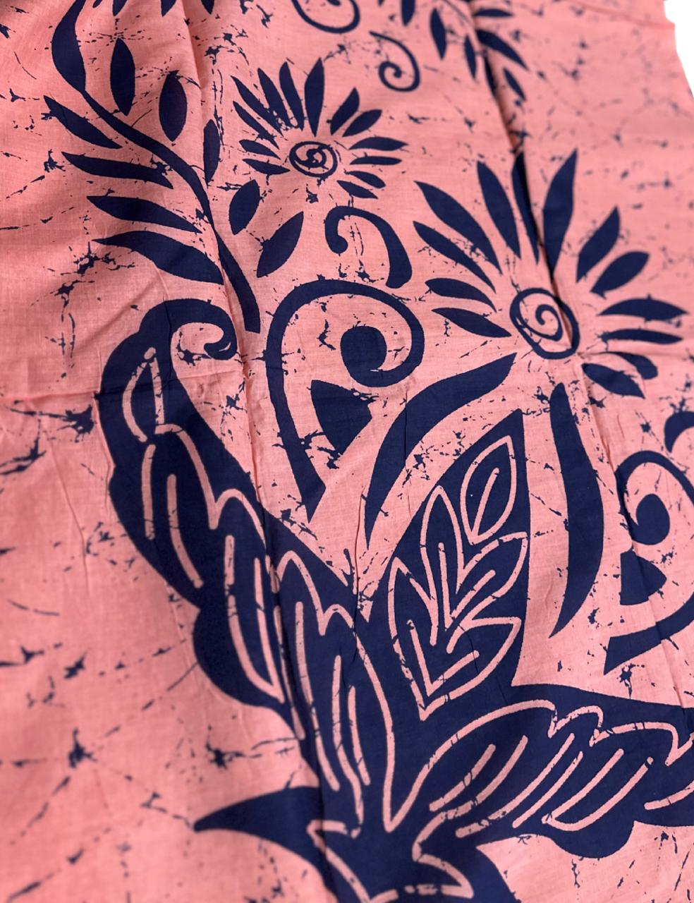 Baby Onion Pink Malmal Cotton Batik Saree with Plain Matching Blouse