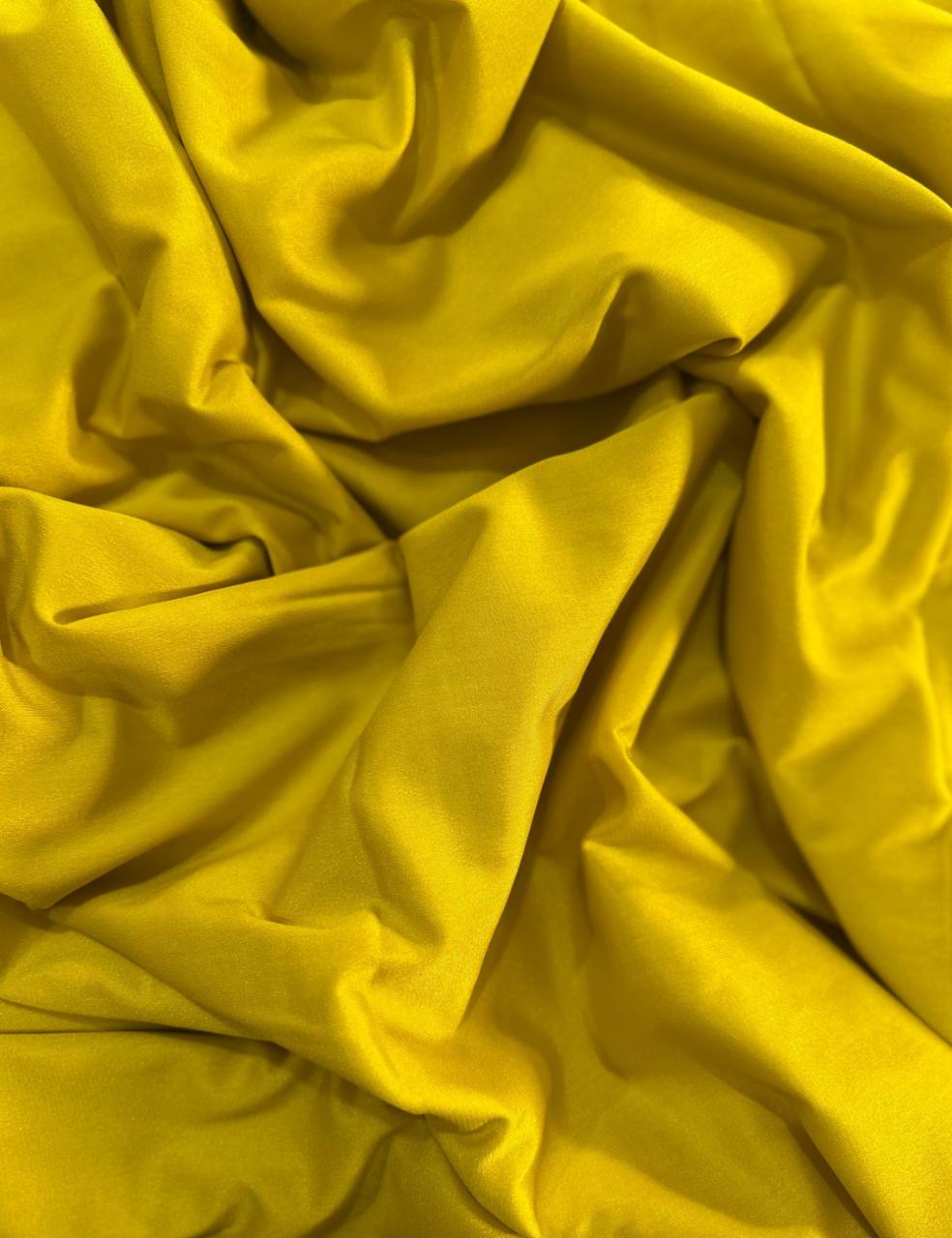 LEMON YELLOW AND NAVY BLUE CREPE SILK SAREE WITH A GOLDEN ZARI BORDER