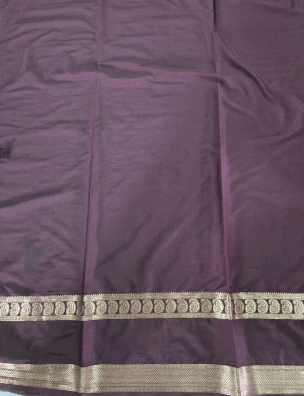 “Dark Maroon Crepe Silk Saree And Coffee With Zari Border”