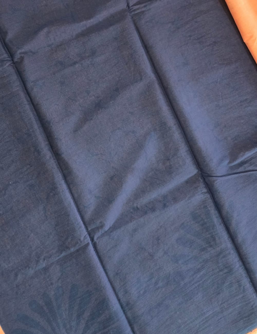 Pure Mulmul Cotton | Navy Floral & Marble Print | Peach Base | Soft, Lightweight & Breezy