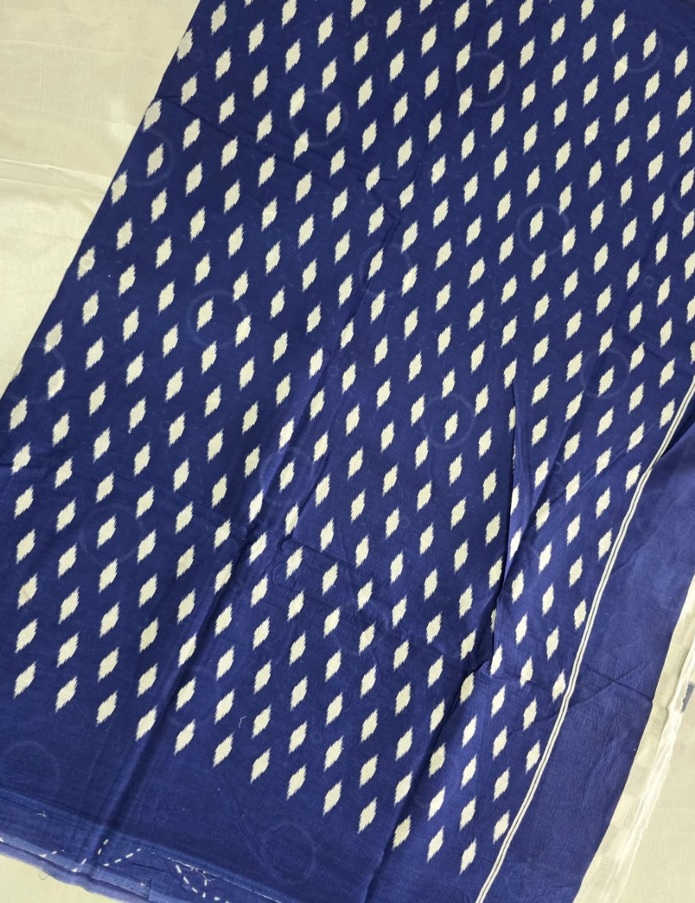 Classic Navy Checkered Mulmul Cotton Saree with Sunshine Yellow Border