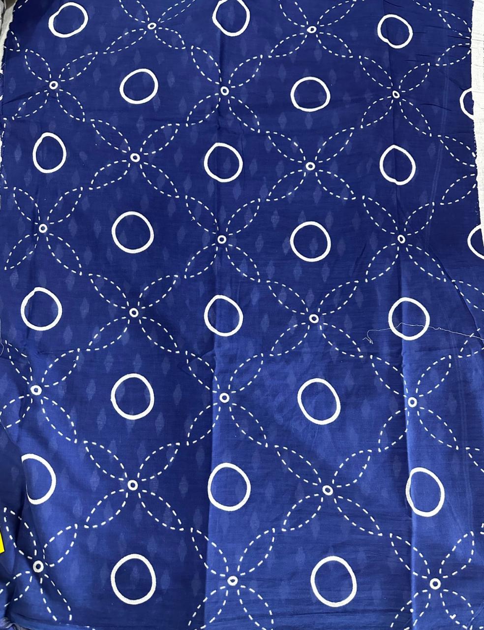 Classic Navy Checkered Mulmul Cotton Saree with Sunshine Yellow Border