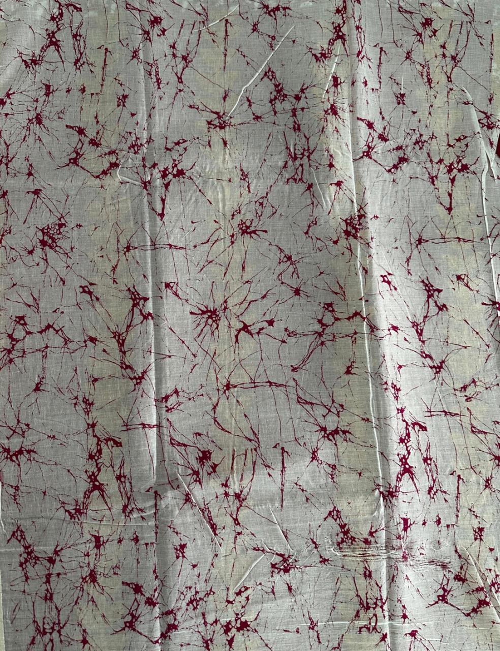 Pure Mulmul Cotton | Orange Batik Leaf Print | Magenta Base | Lightweight, Soft & Breezy