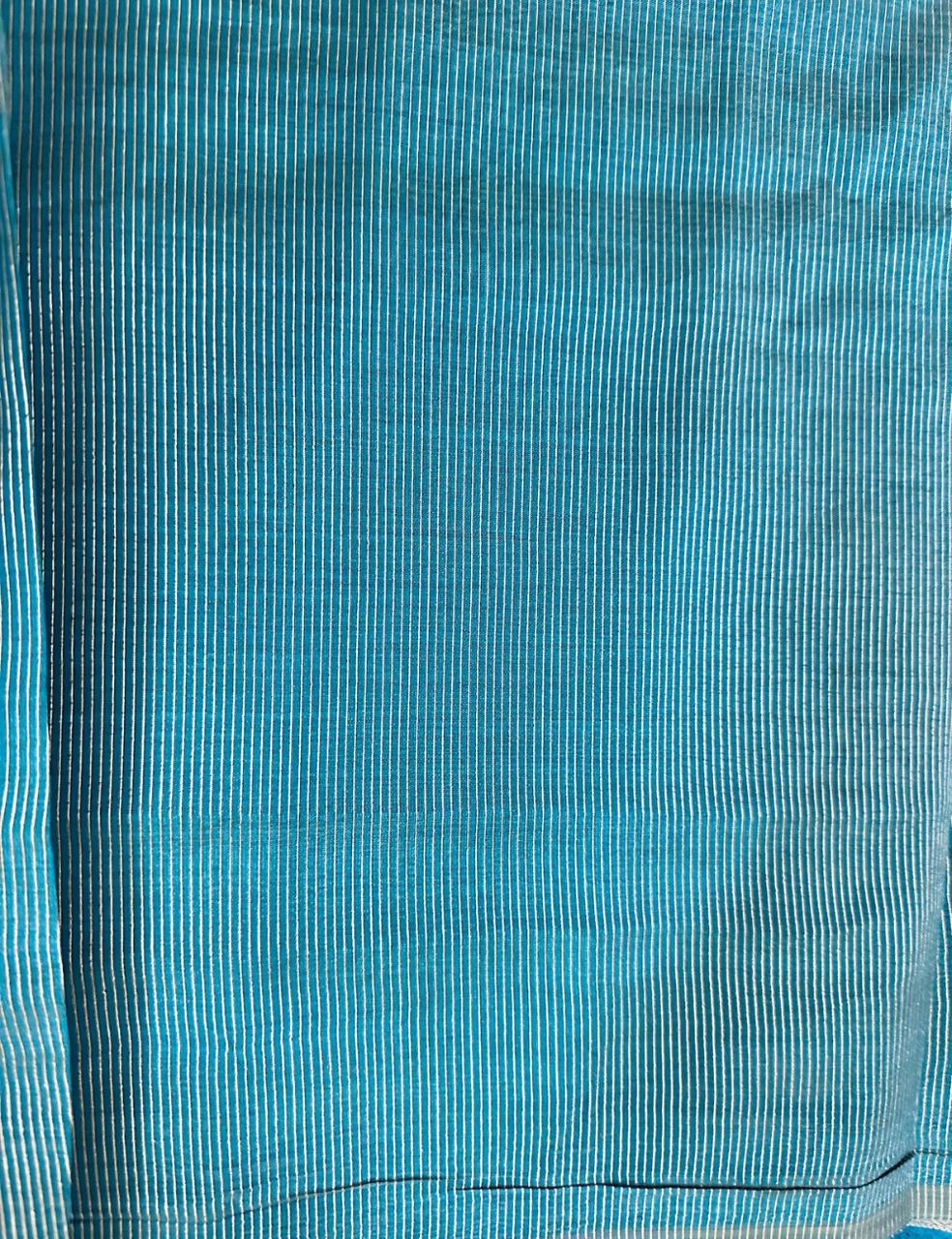 Teal Blue Tussar Silk Saree with Silver Zari Butta and Woven Border