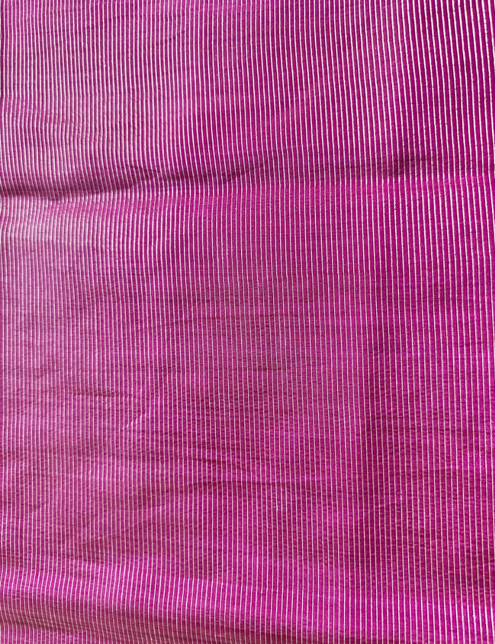 Magenta Pink Tussar Silk Saree with Silver Zari Butta and Woven Border