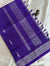 Royal Violet Tussar Silk Saree with Silver Zari Peacock Weaving and Tassel Border