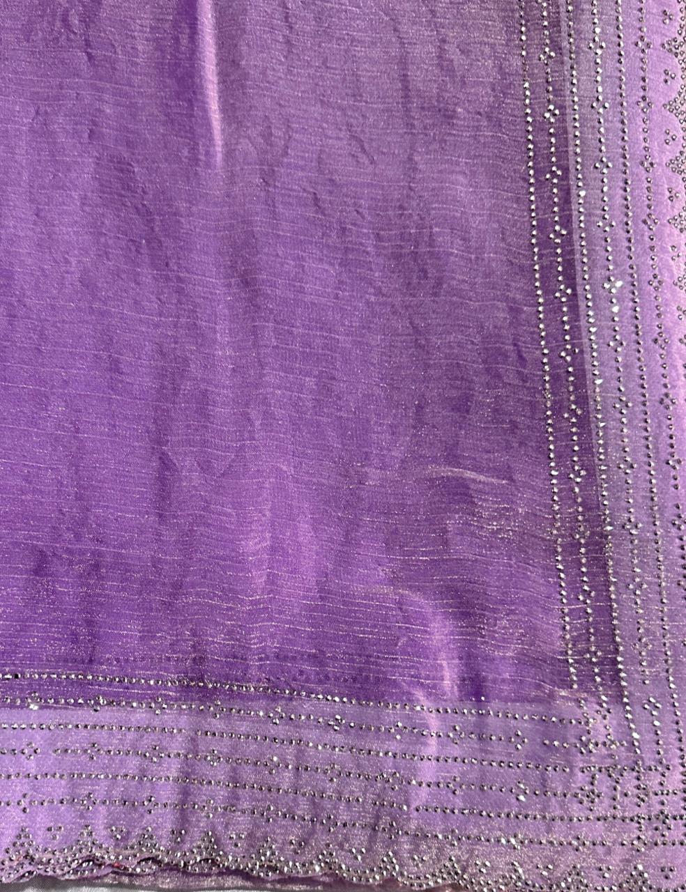 Lavender Space Silk Saree with Elegant Cutwork Border and Subtle Sheen