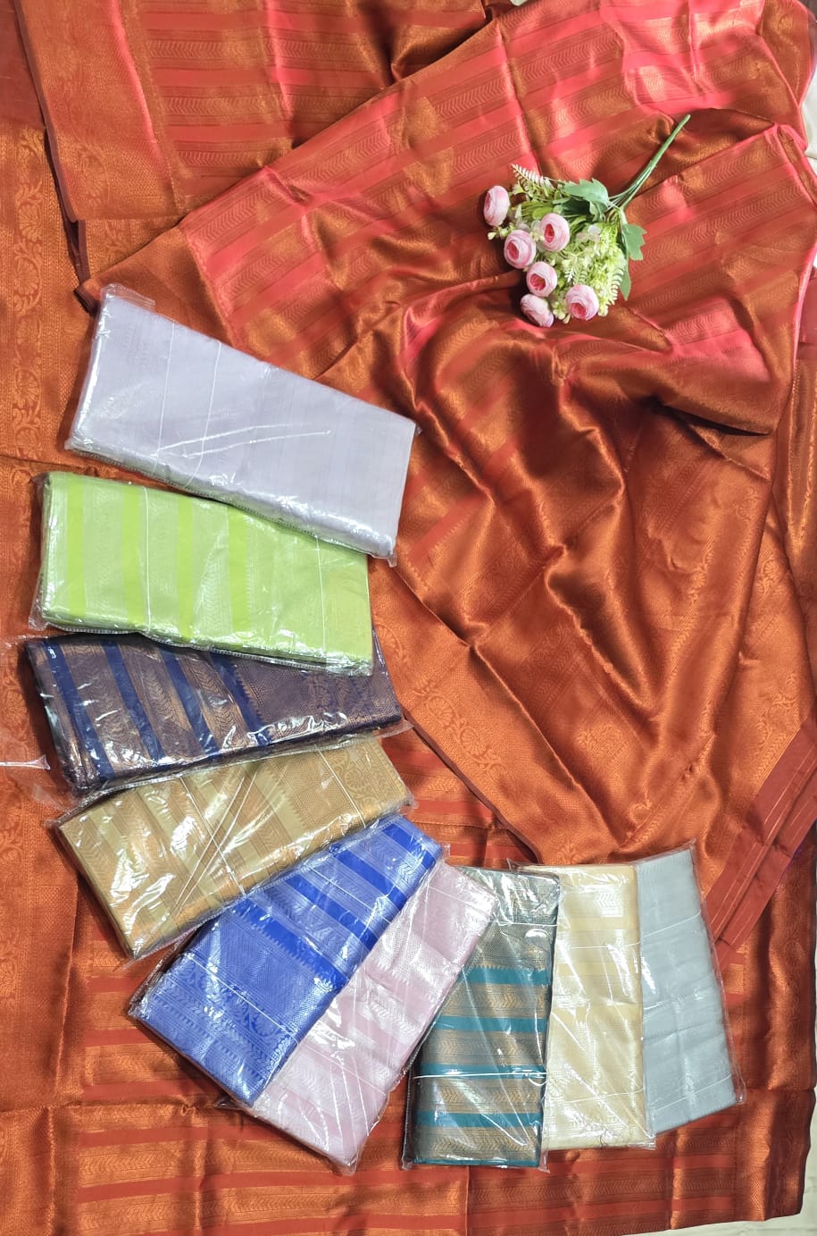 Elegant Burnt Orange Pure Silk Saree with Subtle Zari Weaving