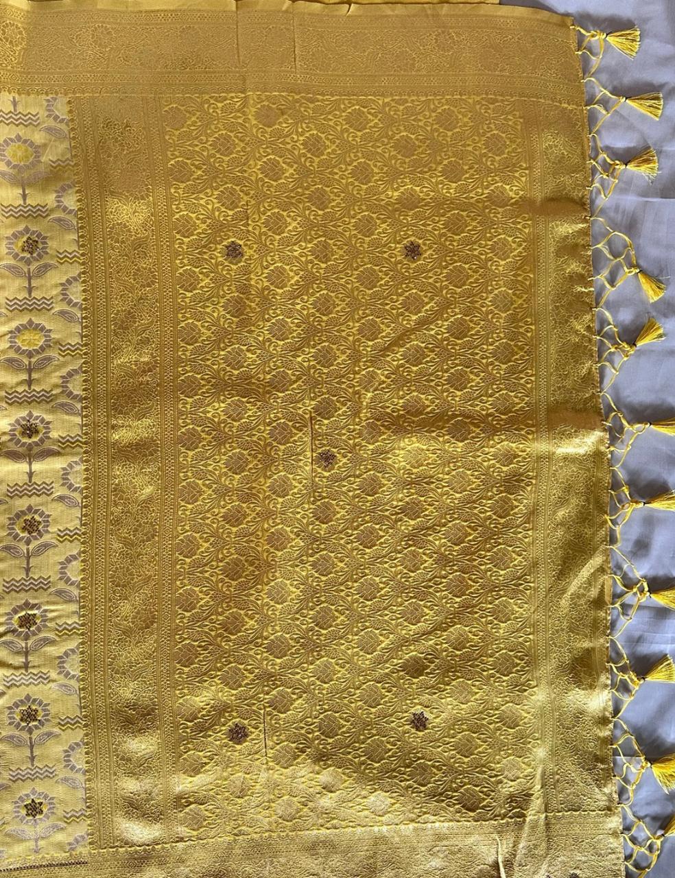 Sunshine|Yellow Soft Saree with Elegant Cutwork Blouse Design