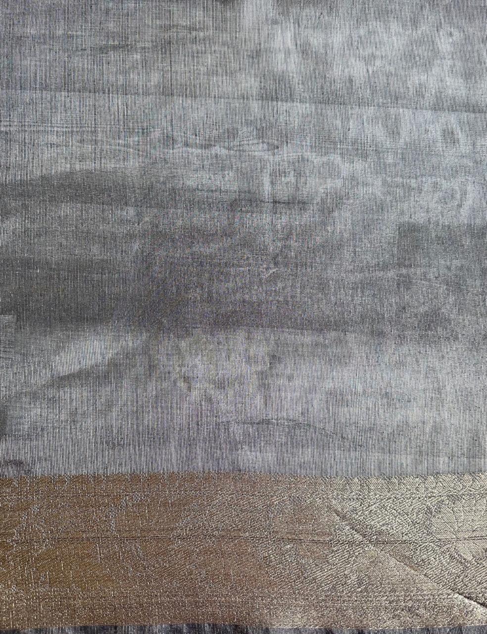 Royal Blue Organza Silk Saree with Floral Digital Print & Sea Green Zari Border