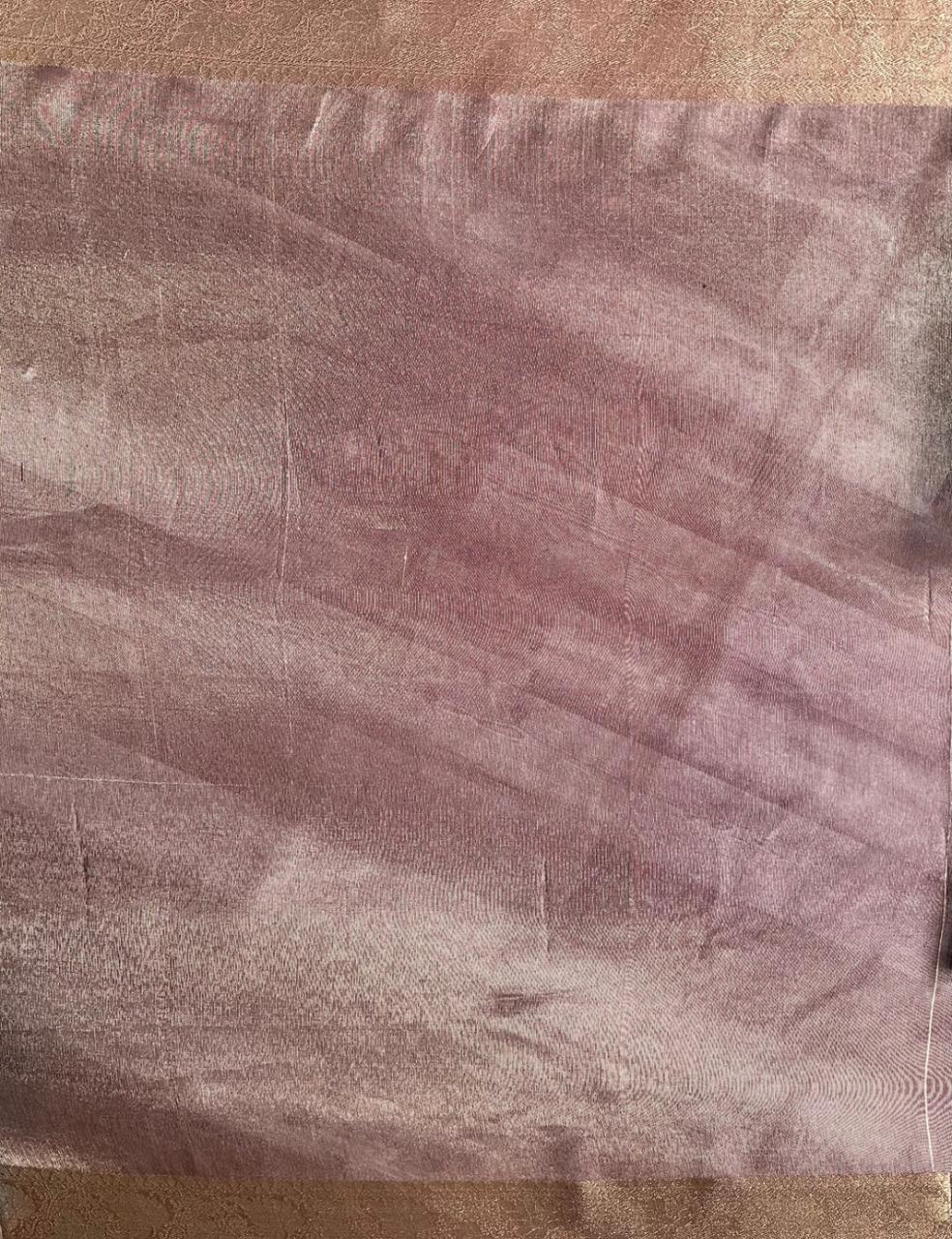 Olive Grey Organza Silk Saree with Antique Gold Zari Border