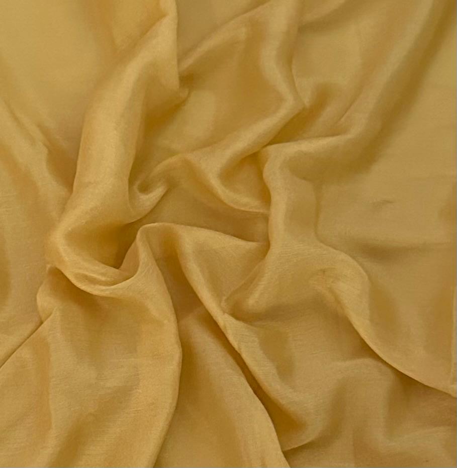 Mustard Yellow Organza Saree with Magenta Pink Embroidered Border & Blouse