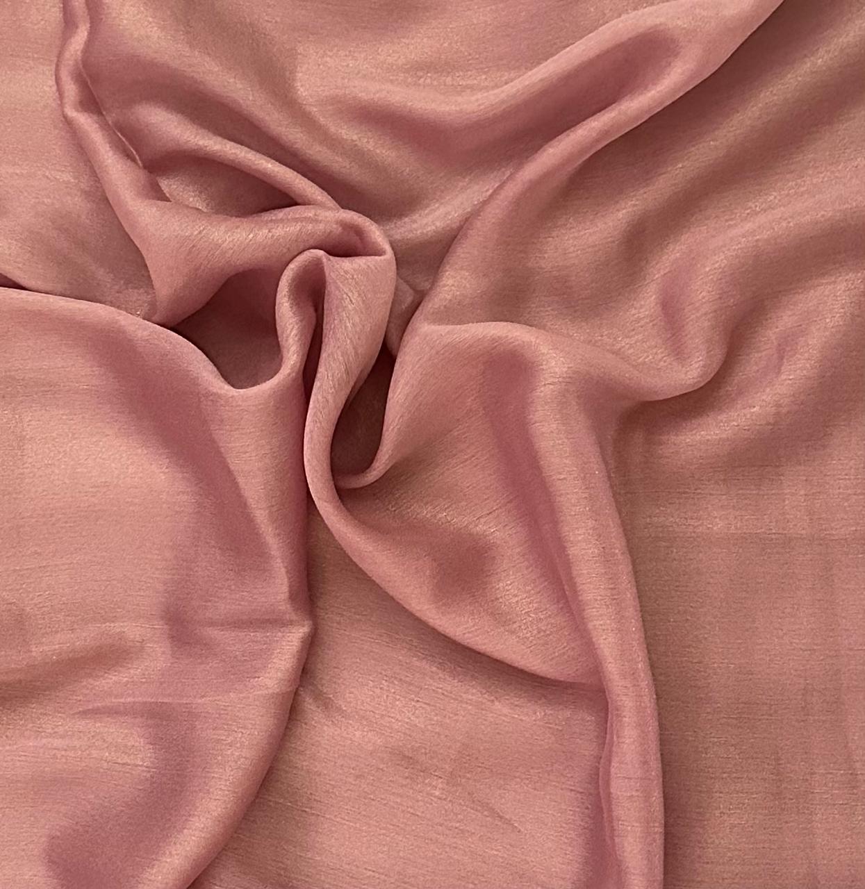 Rose Brown Organza Saree with Magenta Pink Embroidered Border & Blouse