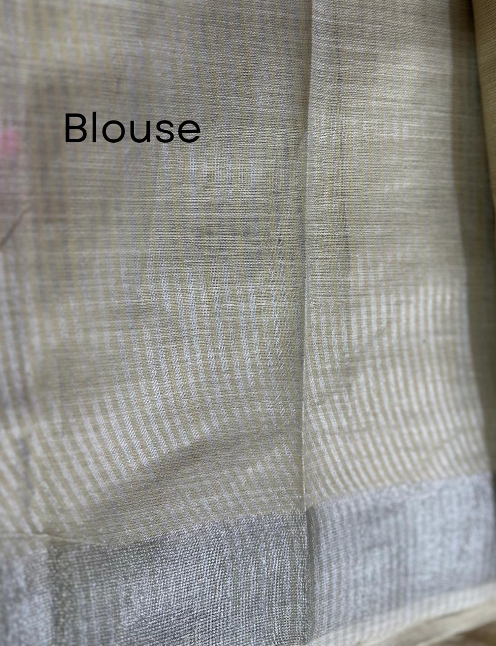 Elegant Beige Saree with Floral Embroidery & Tassels