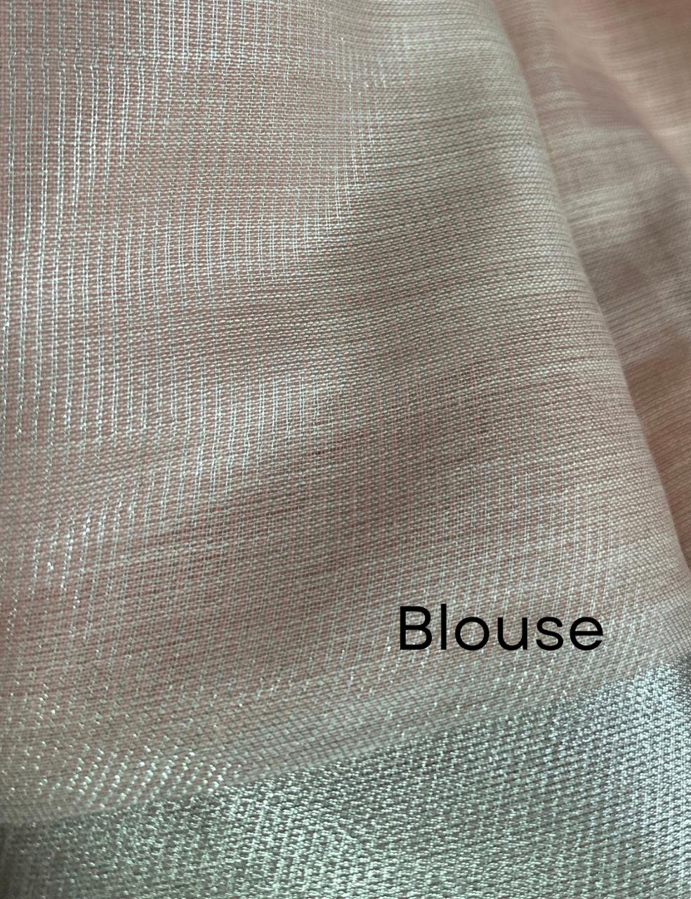 “ Pink Handloom Fabric with Colorful Embroidered Motifs ”