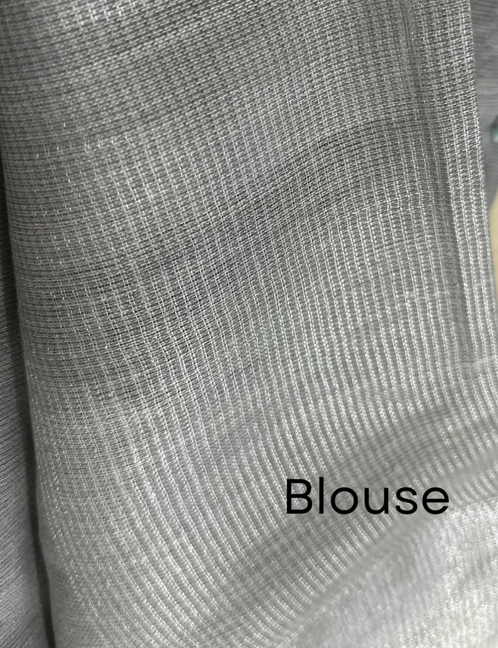 “Elegant Gray Handloom Saree with Floral Embroidery & Tassel Charm ”