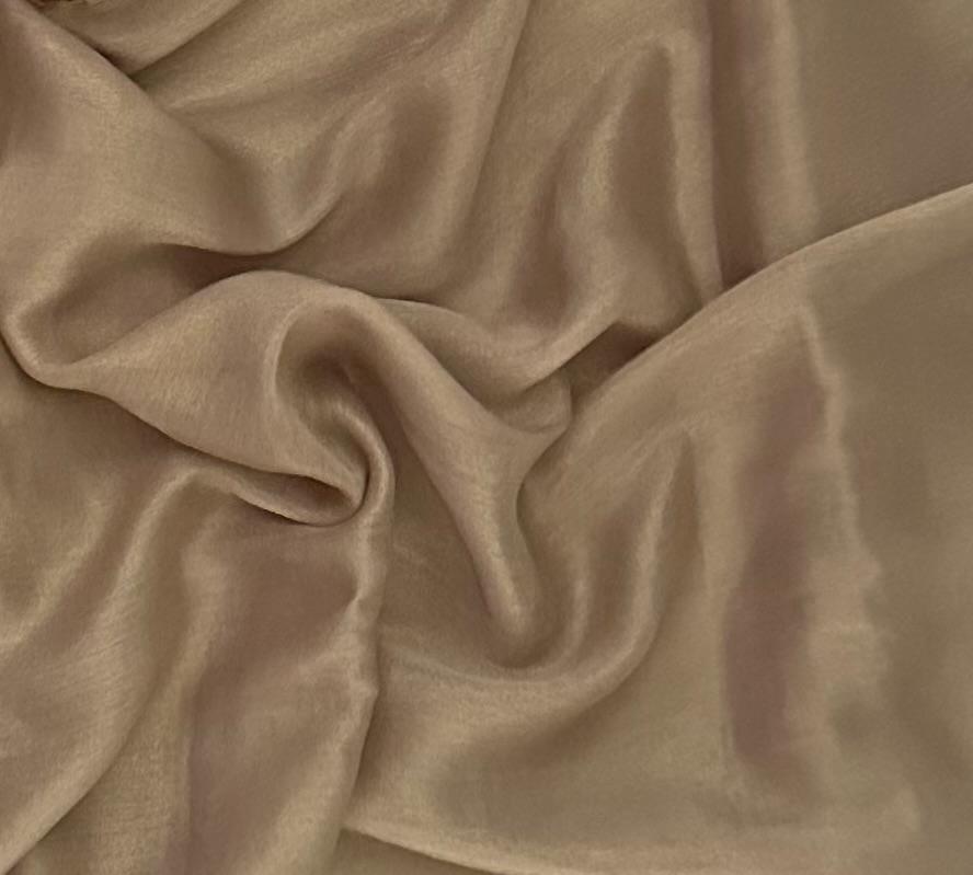 Beige Tissue Silk Saree with Magenta Pink Blouse & Designer Lace Border