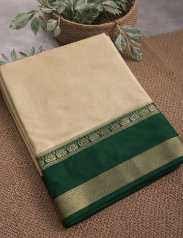 "GOLDEN CREPE SILK WITH CLASSIC GREEN CHARM"