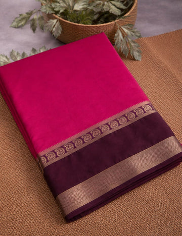 “Dark Maroon Crepe Silk Saree And Coffee With Zari Border”